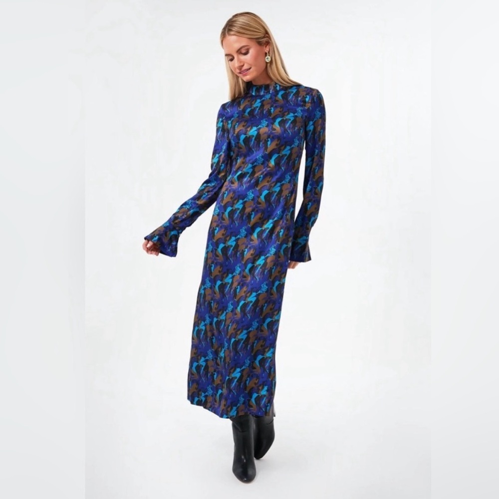 STAUD Sapphire Sirens Thicket Printed Midi Dress | Size 0 | NWT